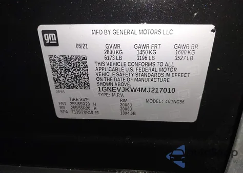 2021 Chevrolet Traverse Awd Rs from USA, damaged, VIN 1GNEVJKW4MJ217010